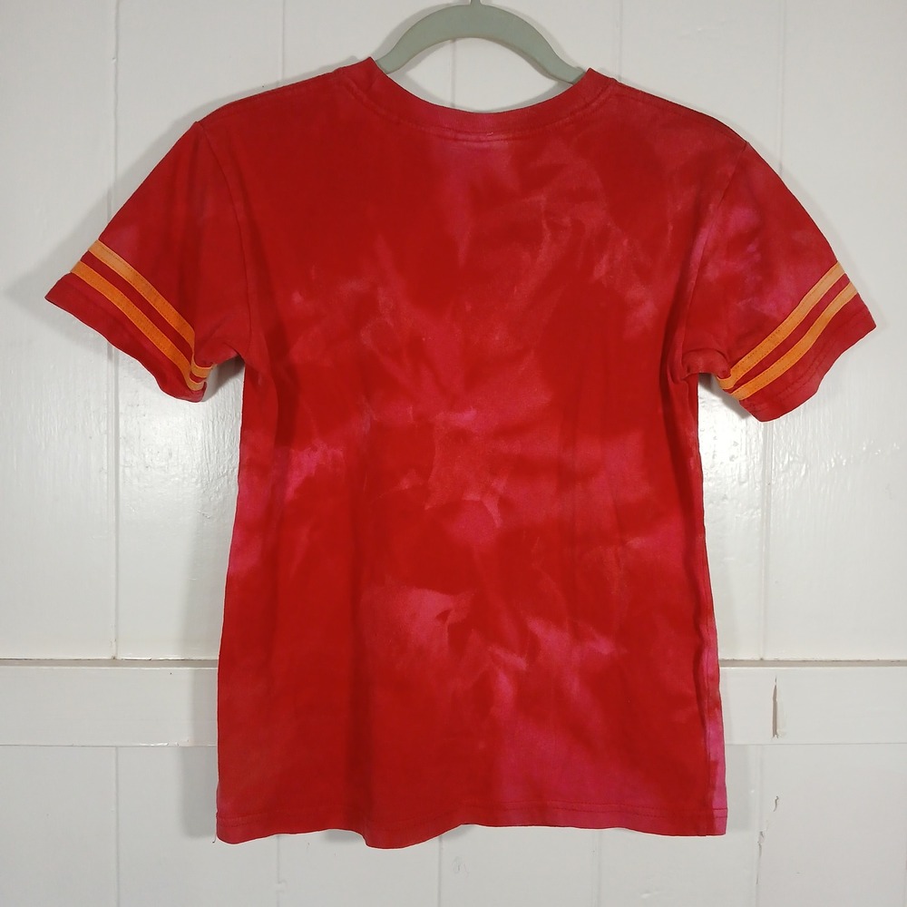 Scooby-Doo Graphic T-Shirt Kids Size L Red Tie Dye Ruh-Roh Sleeve Stripes - Picture 2 of 8